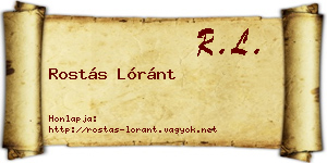 Rostás Lóránt névjegykártya